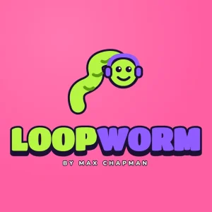 Loopworm by Max Chapman — the Wormplugs worm wearing headphones above the LOOPWORM wordmark